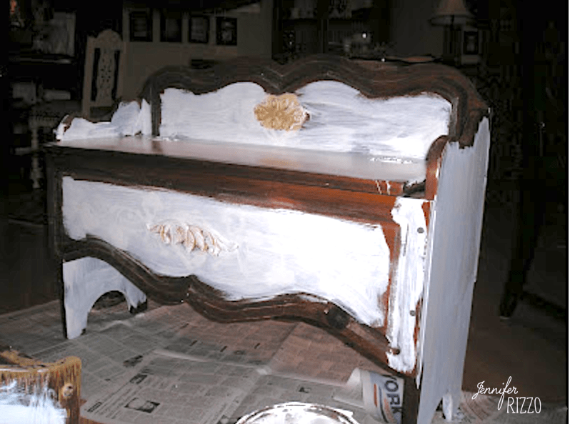 Priming and painting wood furniture with appliques