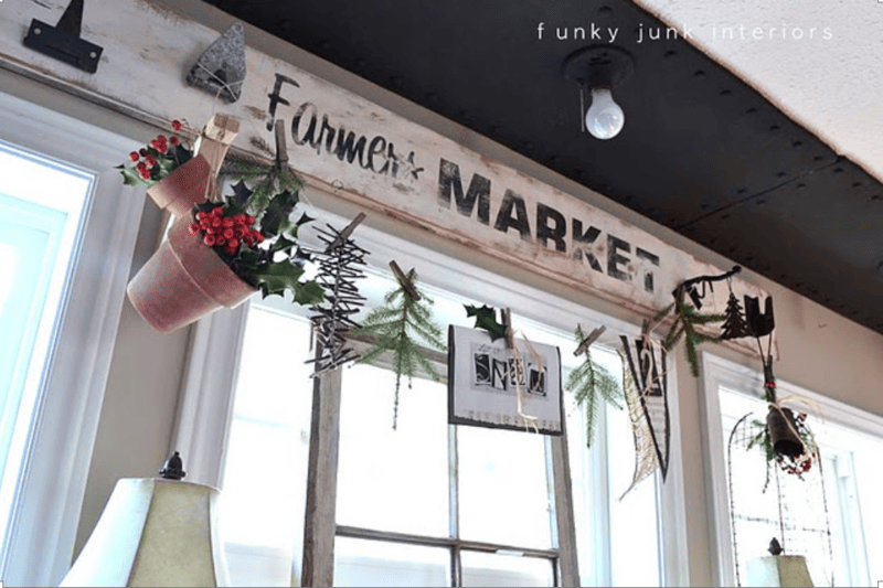 Funky Junk Interiors Farmers Market Sign with swag