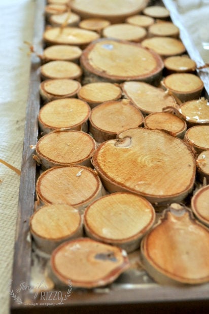 Fall wood slice accent tray