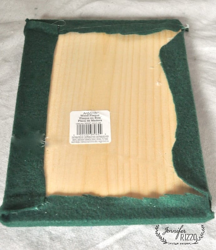 Wrap wood peice in felt to make a bejeweled Christmas tree