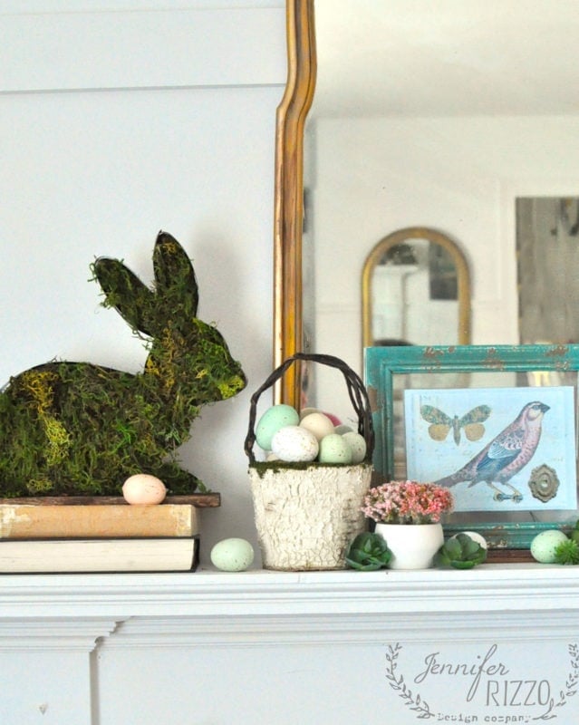 How to style your spring ans Easter mantel using natural elements