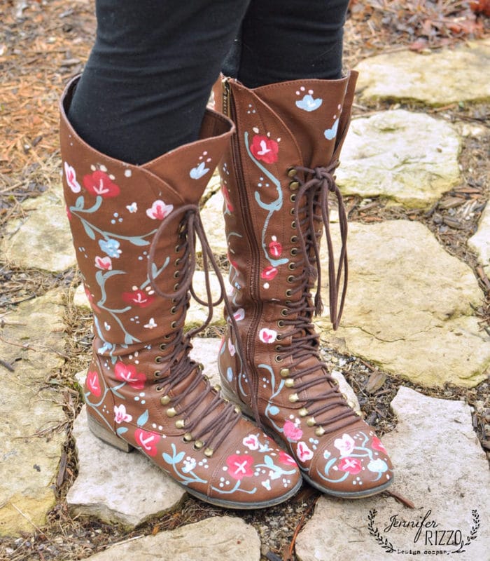 Handpainted floral boots you can paint! Jennifer Rizzo