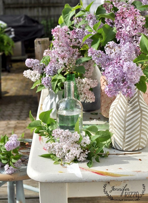 LIlacs in vases