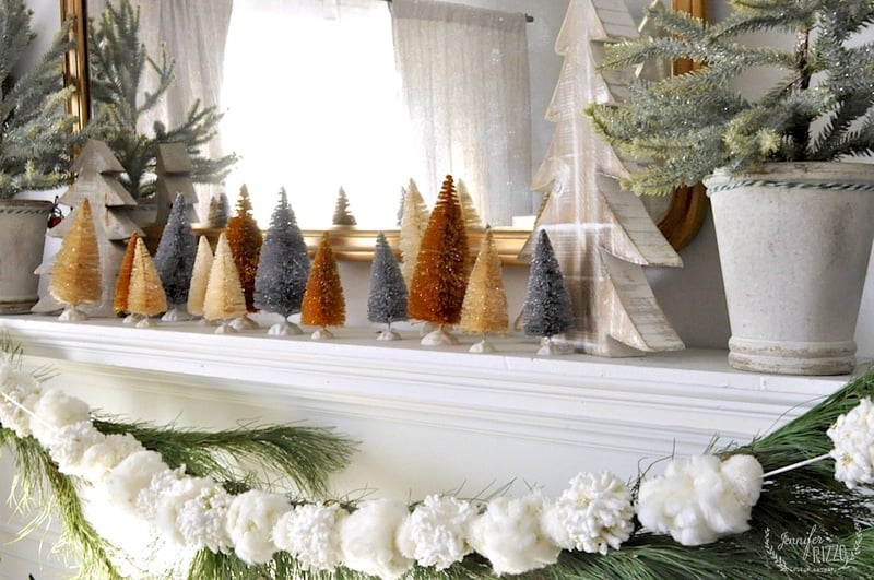 Decorating with Bottle Brush Trees on the Mantel Jennifer Rizzo