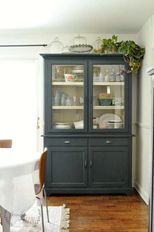 Dark green painted hutch after Jennifer Rizzo