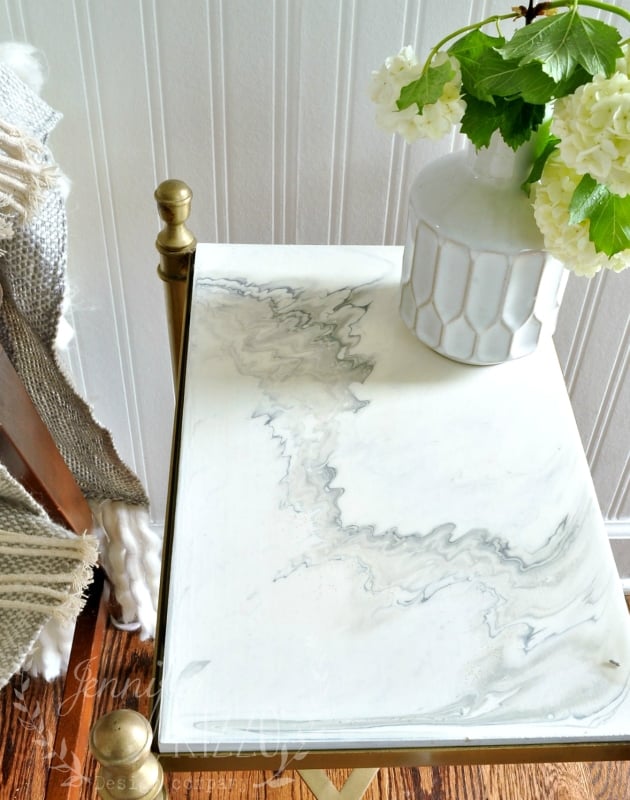 Adding the Top Coat on a Faux Marble Table Jennifer Rizzo