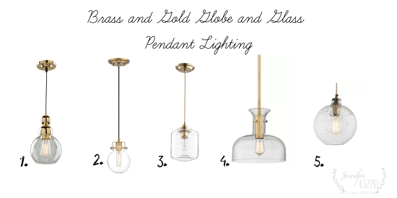 Brass and gold globe and glass pendant lighting - Jennifer Rizzo