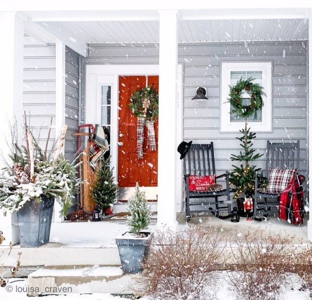 Welcoming holiday front porch