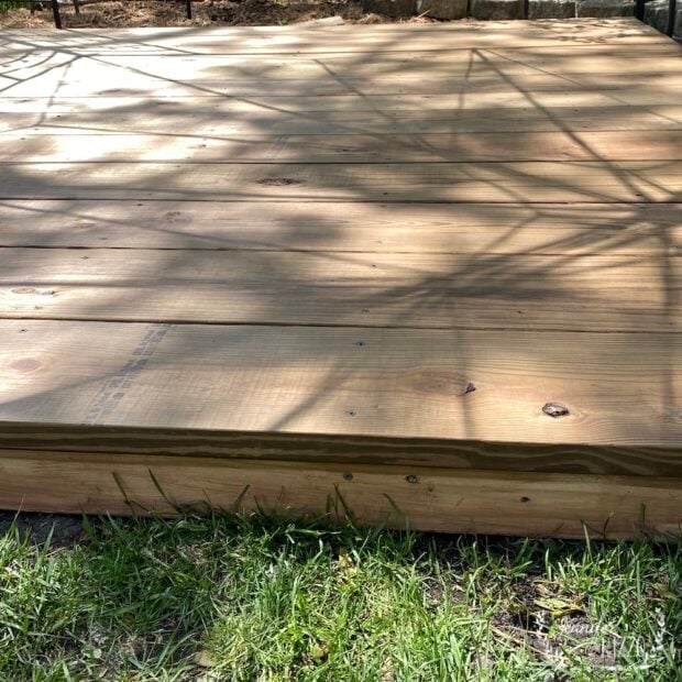 Brown stained wood deck