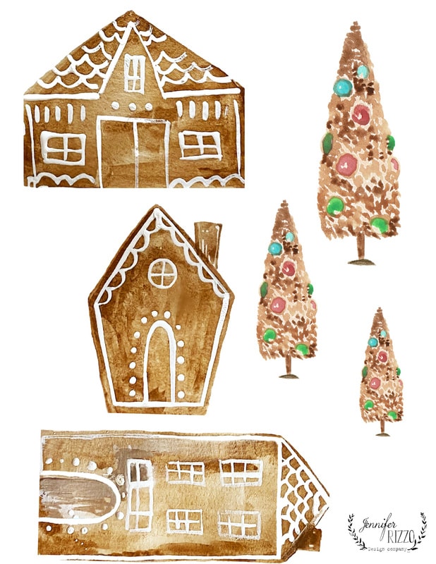Gingerbread House Garland with Free Gingerbread House Printable ...