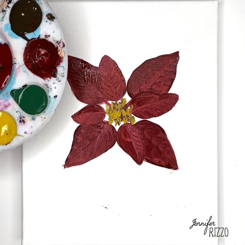 Dab yellow ochre paint in the center of the flower