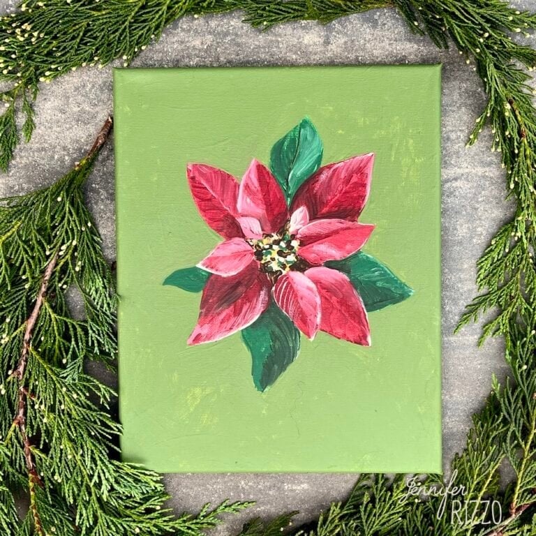 How to paint a poinsettia flower on a canvas