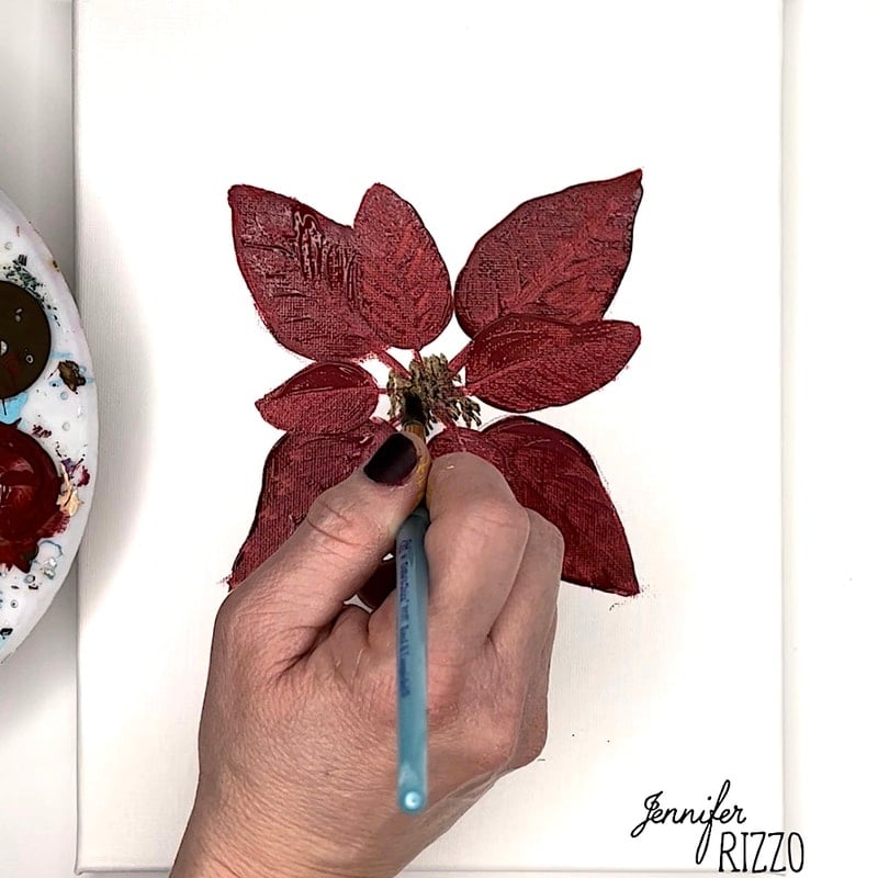 Pounce brown paint in the center of the flower