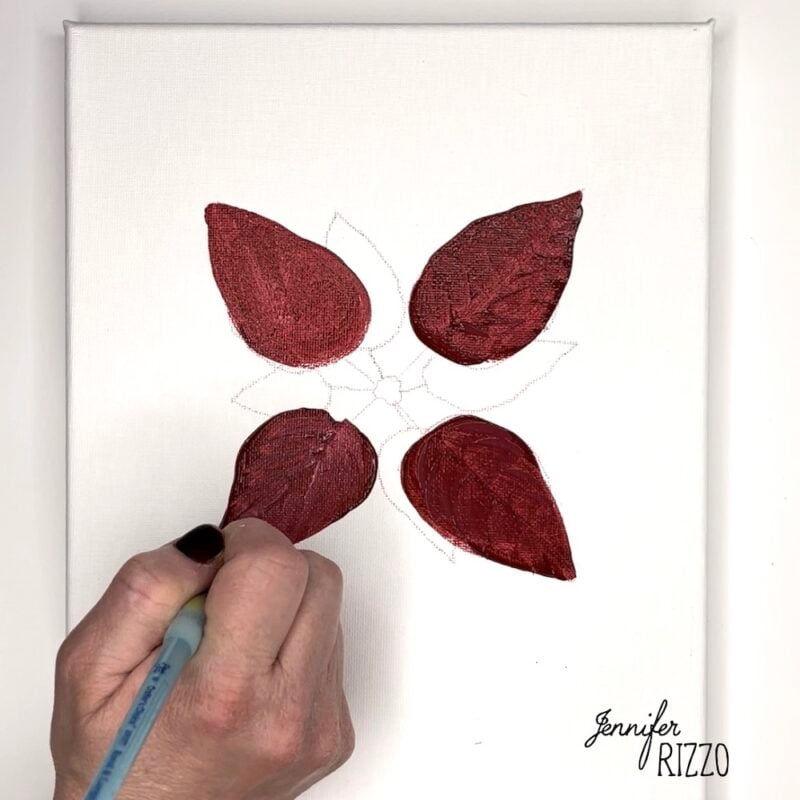 How to Paint a Poinsettia Flower Acrylic Painting - Jennifer Rizzo