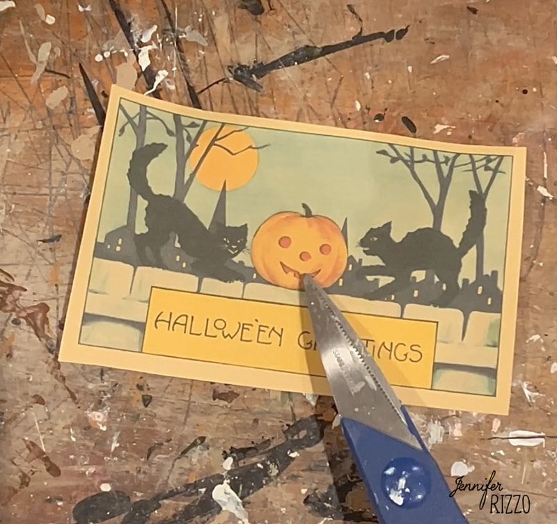 Cut out vintage halloween imag on cardstock