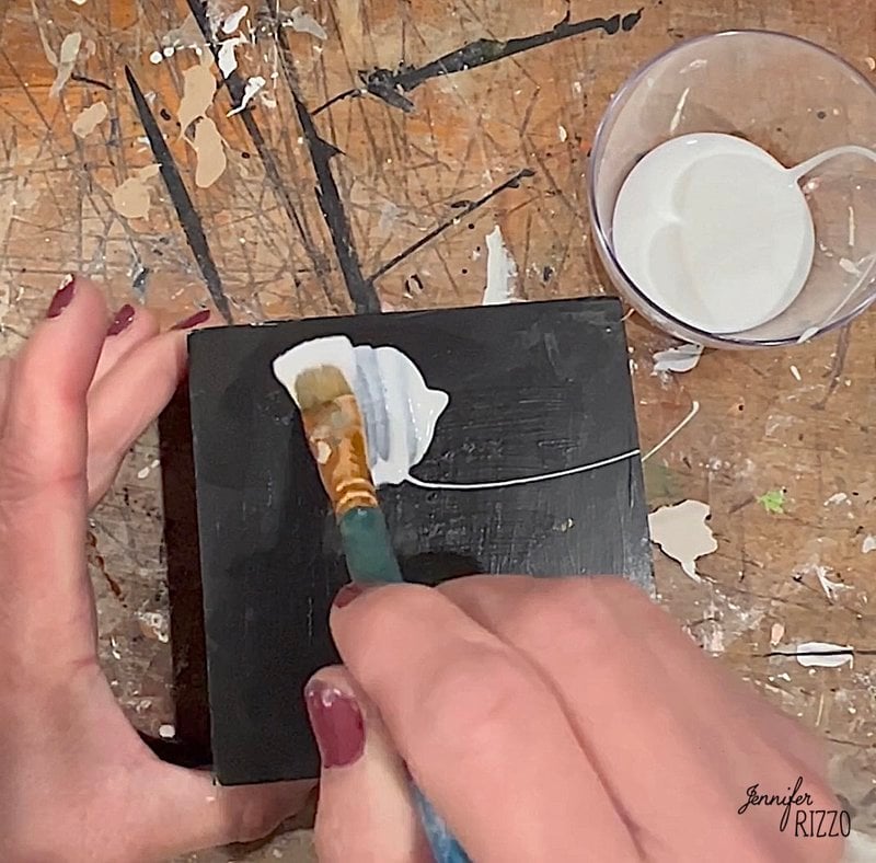 Paint decoupager medium on the top of the block