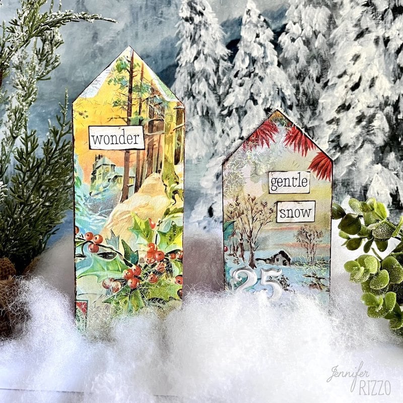 Mixed media vintage post card ornaments