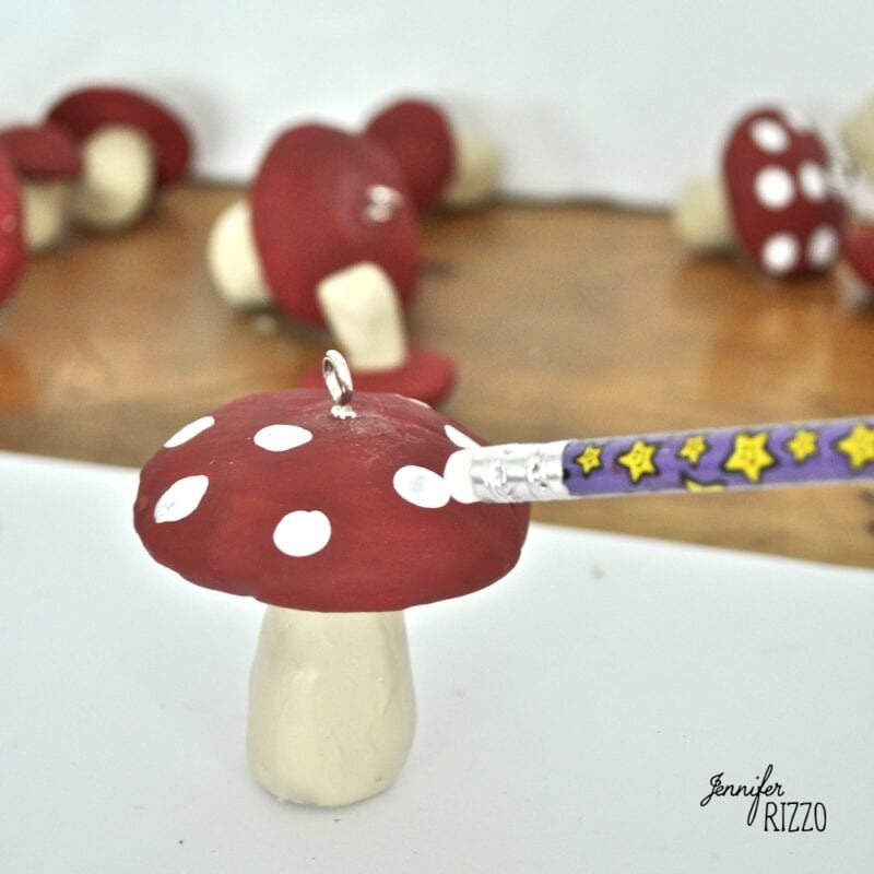 Mushrooms polymer clay for decor of terrarium, fairy garden