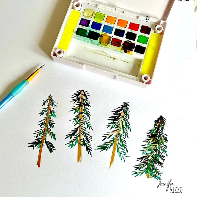 Paint an Evergreen Pine Tree in Watercolor Paint: Step by Step ...